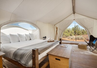 Interior view of Stargazer Tent at Under Canvas Grand Canyon