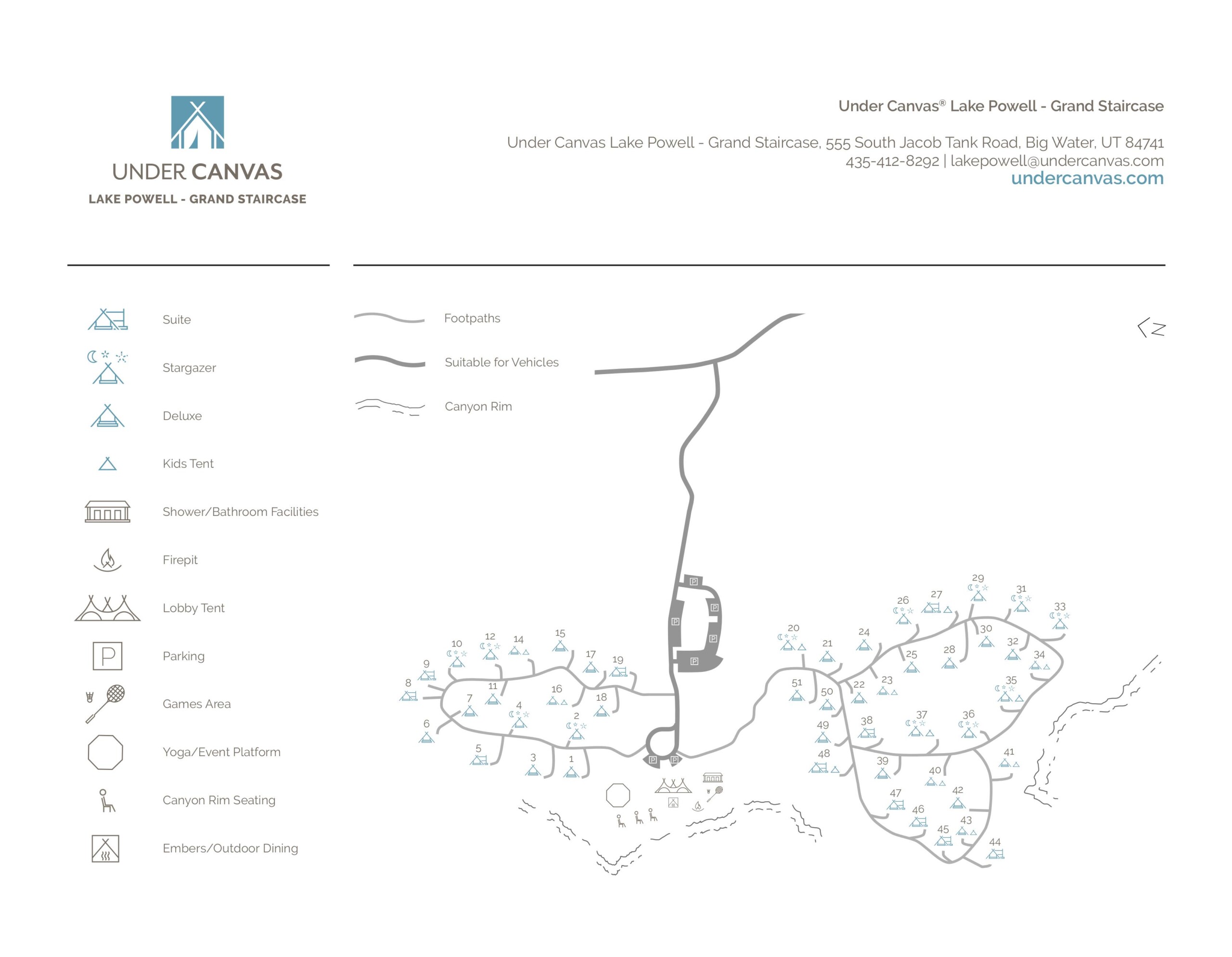 Under Canvas Lake Powell Grand Staircase 2022 Camp Map