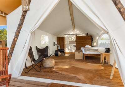 Stargazer Tent sitting area at Under Canvas Columbia River Gorge