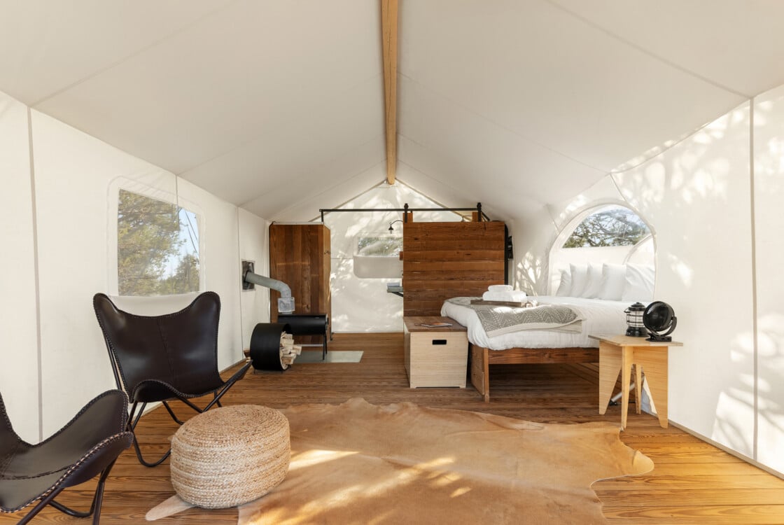 Stargazer Tent Interior at Under Canvas Columbia River Gorge