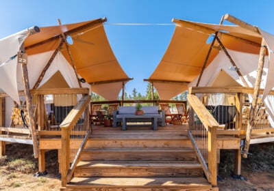 Mt. Hood Suite Private Deck at Under Canvas Columbia River Gorge