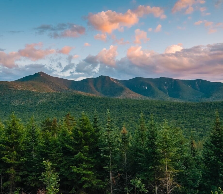 Sunset view from the Kancamagus Highway, in White Mountains National Forest, New Hampshire