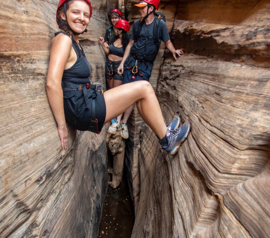 Woman canyoneering in Zion National Park.