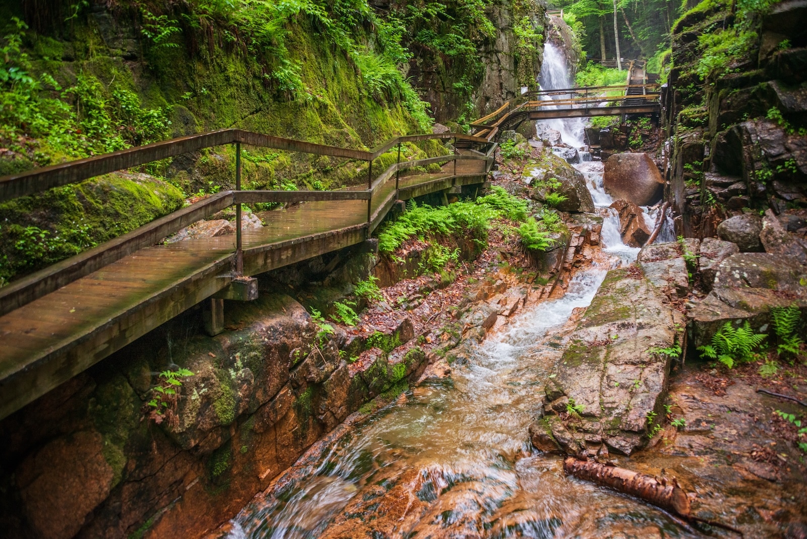 Flume gorge in Franconia Notch State Park in New Hampshire.